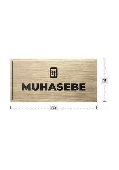 Muhasebe Yazılı - Metal - Gold Renk - Kapı İsimliği - 30x15 Cm