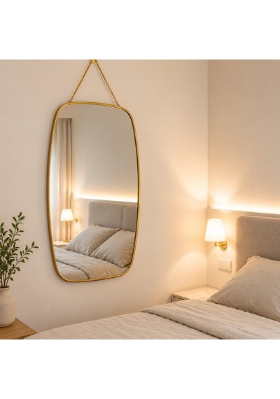 İbico Dekoratif Duvar Aynası Gold Çerçeveli İp Askılı 24x40 Cm- 18'li Paket