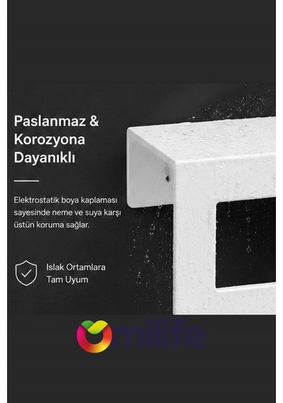 Beyaz Raflı Havlu Askısı Metal Banyo Raflı Havluluk 27 Cm Otel Tipi Duvar Havlu Rafı Diğer