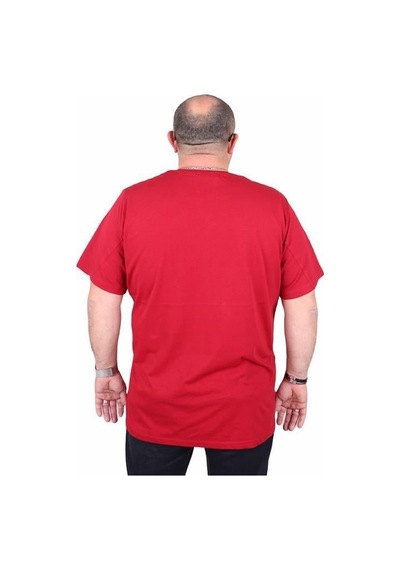 Starbattal Erkek Büyük Beden Sıfır Yaka Tişört Start Stop 25178 Bordo Bordo