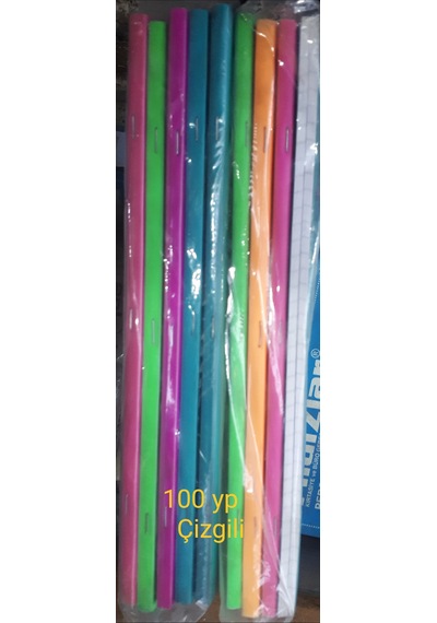 Defter Çizgili 100 Yp 20x28 Cm A 4 Plastik Kapak Gıpta Crome 9 Adetli Paket Çok Renkli