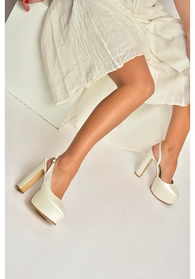 Fox Shoes Y246195109 Sedef Platform Kalın Topuklu Kadın Abiye Ayakkabı SEDEF
