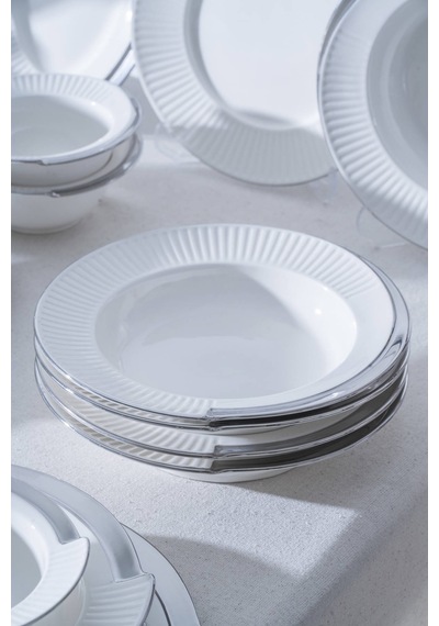 Acar Corine Silver 6 Kişilik 29 Parça Yemek Takımı Beyaz