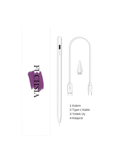 Apple Uyumlu iPad  Air 11 & 13 İnç M3 2025 Avuç İçi Reddetmeli Eğim Hassasiyetli Dokunmatik Yazı Kalemi Beyaz