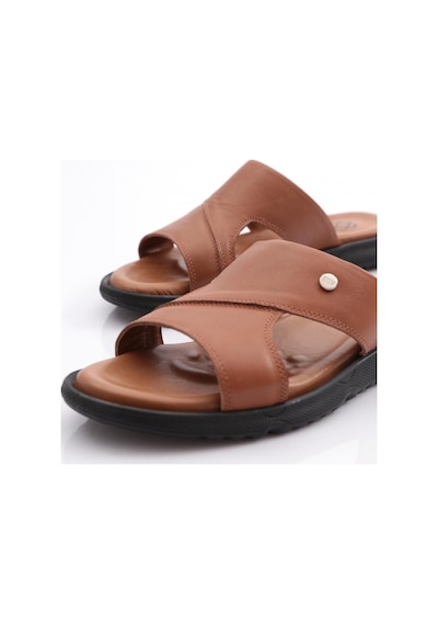 Dgn Hakiki Deri Comfort Rahat Taban Erkek Terlik 809 809-2690-R1755 Taba
