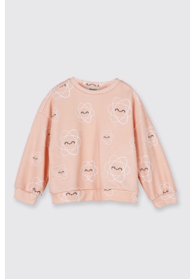 Panço Kız Çocuk Desenli Sweatshirt Somon