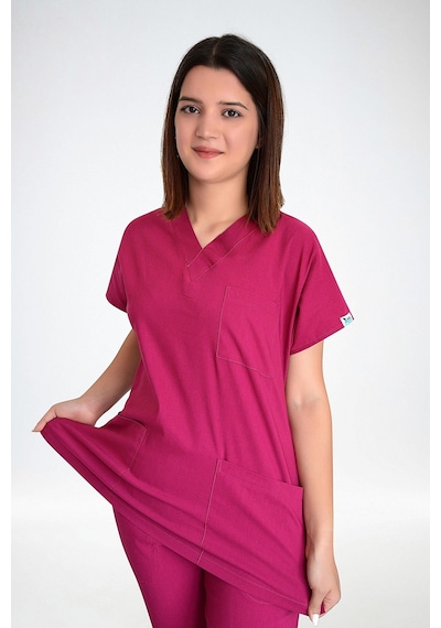 Unisex Pembe Likralı Cerrahi Alt Üst Forma Takım Pembe Pembe