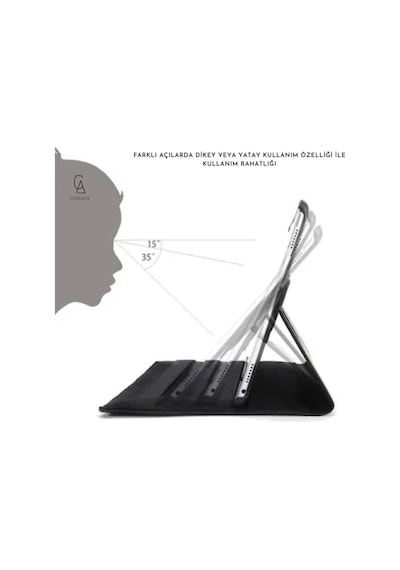 Honor Pad 8 12 Inç İle Uyumlu 360 Dönebilen Standlı Tablet Kılıfı Siyah