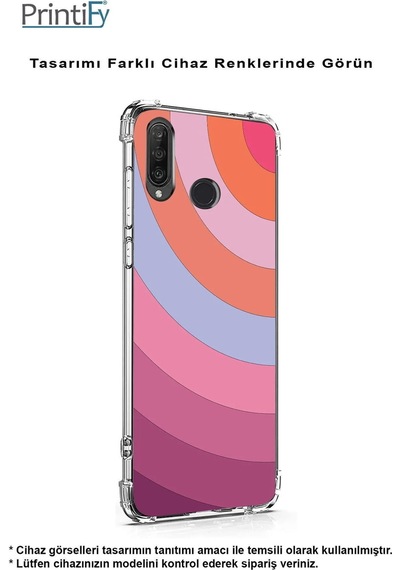 Huawei P20 Lite Uyumlu Köşe Korumalı Renk Cümbüşü F Tasarımlı Şeffaf Silikon Kılıf