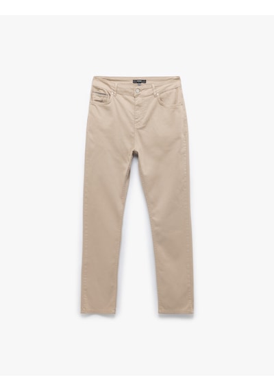 Koton Pamuklu Straight Fit Gabardin Pantolon Bej 5sam40098hw Ekru