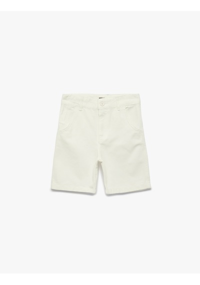 Koton Pamuklu Normal Bel Cepli Basic Bermuda Şort Beyaz 6skb40025tw
