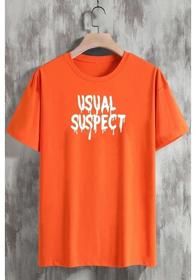 Uyguntarz Unisex Suspect Tasarım Tshirt Turuncu