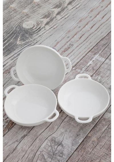 Lüx Porselen 3'lü Meze Tabağı 15x12.1x3.5 Cm Beyaz - 594328136 Beyaz