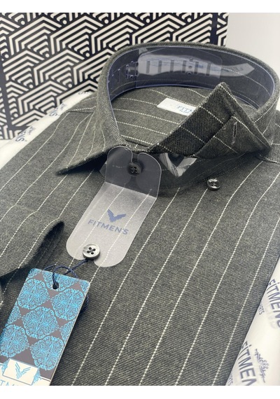 Klasik Uzun Kol Kışlık %100 Cotton Kareli Yaka Alttan Düğmeli Hediye Kutulu Erkek Gömlek Fs-003363 - Haki-2307 Klasik Uzun Kol Kışlık %100 Cotton Kareli Yaka Alttan Düğmeli Hediye Kutulu Erkek Gömlek Fs-003363 - Haki-2307