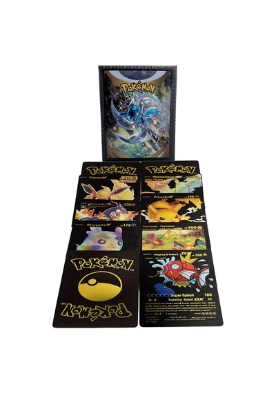 Pokemon Kartları Kabartmalı Fosforlu Plastik Kart Seti 10lu Siyah