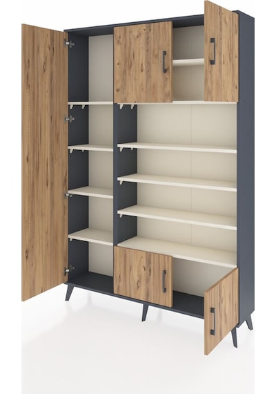 Arges Dolap 10 Raflı 5 Kapaklı 132x30x195 Antrasit-çam/aytaşı Antrasit
