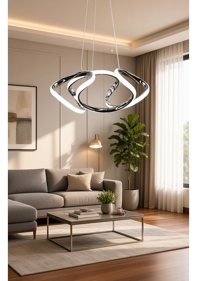 Dron Küçük Mini Modern Ledli Avize 3 Renk Power Ledli Krom Kaplama Kumandalı Çoçuk Odası Yatak Odası Mutfak