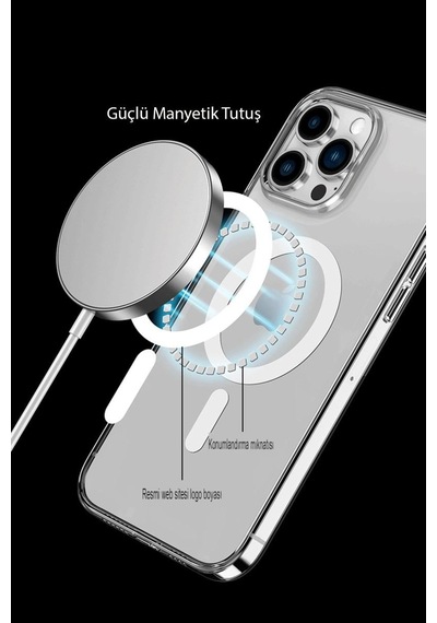 Apple iPhone Uyumlu 15 Pro Max Kılıf Tron Şeffaf Magsafe Kapak - Şeffaf Diğer