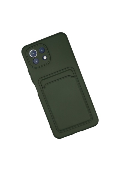 Xiaomi Mi 11 Uyumlu Kılıf Kelvin Kartvizitli Silikon - Koyu Yeşil