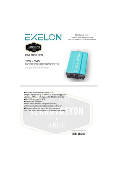 Exelon  Modifiye Sinüs 2000w 12v İnverter