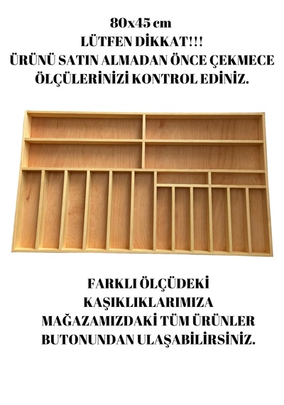 80x45 Cm Ayfiwood Ahşap Kaşıklık Çekmece İçi Yemek Takımı Ve Servis Gereçleri Düzenleyici Organizer