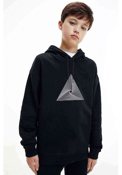 Tshirthane Hipnos Triangle Baskılı Unisex Çocuk Kapüşonlu Siyah Sweatshirt