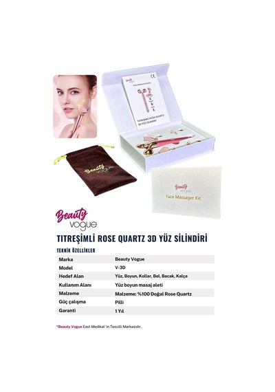 Titreşimli Rose Pembe Quartz Taşı 3d Yüz Masaj Silindiri 5 Başlıklı Cilt Bakım Cihazı Profesyonel Bej