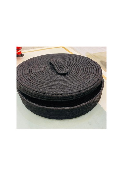 Doğal,jüt,hasır,35x35 Kapaklı Desenli,sepet,dolap Içi,çocuk Odası,düzenleyici,ekmek Sepeti Siyah Siyah