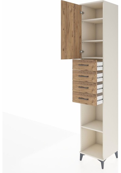 Hyperion Dolap 4 Raflı 4 Çekmeceli Tek Kapaklı 44x44x243 Aytaşı-çam Aytası