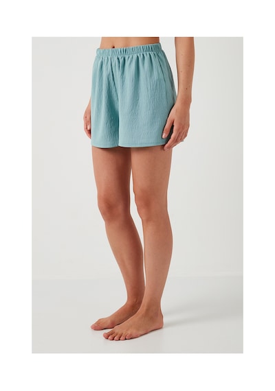 Lela Gömlek Yaka Beli Lastikli Kısa Kollu Şortlu Bayan Pijama Takımı 611Pt00123 Mint