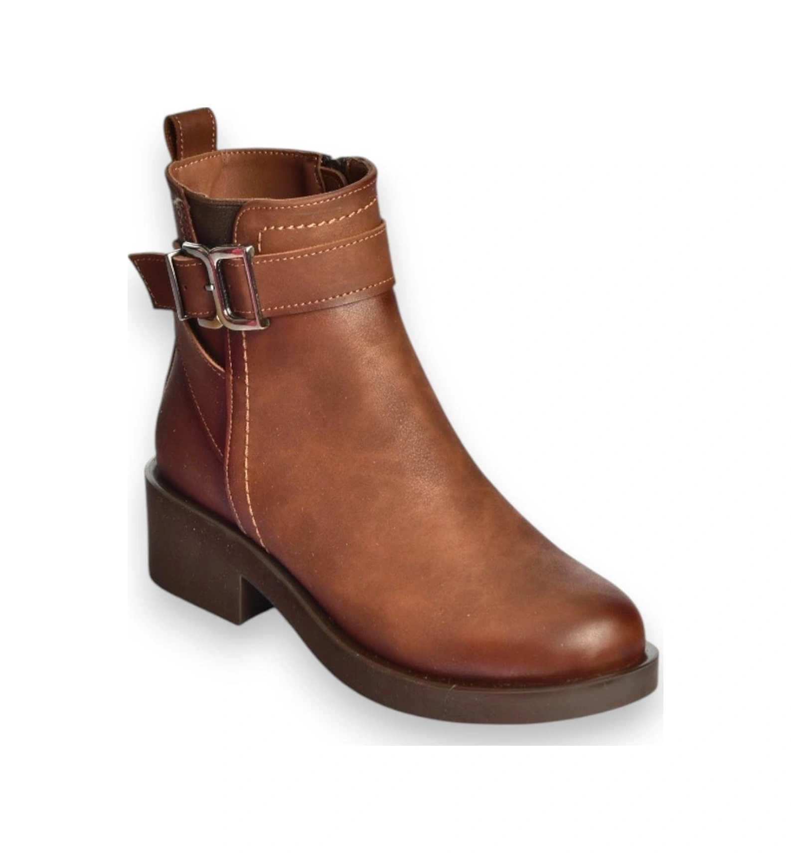 Fox Shoes V674121109 Taba Alçak Topuklu Kadın Bot Taba-Suni Deri