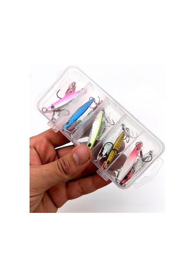 Ayrex Valkyrie 10 Adet 10gr 4.8cm Kutulu Metal Rapala Jig Seti Balık Olta Yemi İspanyol Oltası