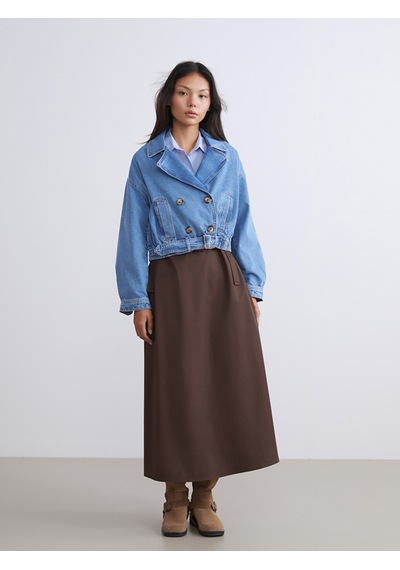 Lcw Modest İndigo Oversize Kadın Jean Ceket Xl-2xl