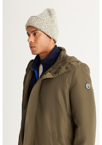 AC&Co / Altınyıldız Classics Erkek Hakı Standart Fit Normal Kesim Kapüşonlu Dik Yaka Trençkot Haki