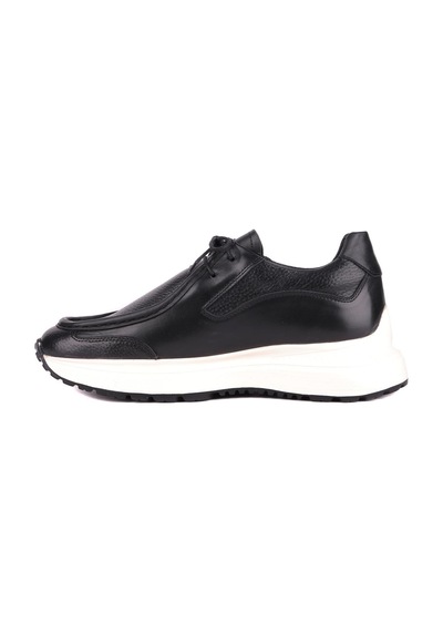 Shoetyle - Siyah Hakiki Deri Bağcıklı Erkek Günlük Ayakkabı 115-k525-1322 Siyah