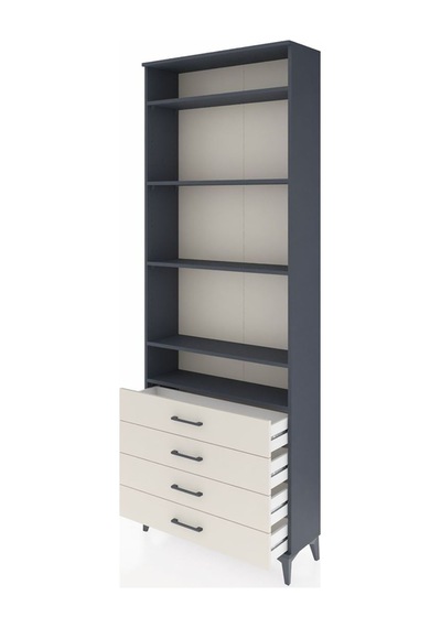 Arges Dolap 5 Raflı 4 Çekmeceli 88x30x243 Antrasit-aytaşı Antrasit