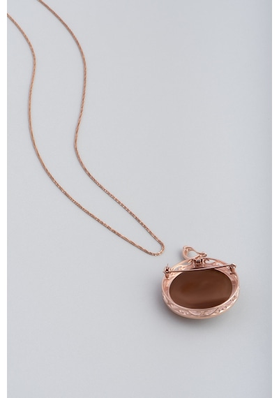 So Chic Cameo Italiano Tavus Kuşu 18 Ayar Rose Altın Kaplama Gümüş Madalyon Kolye