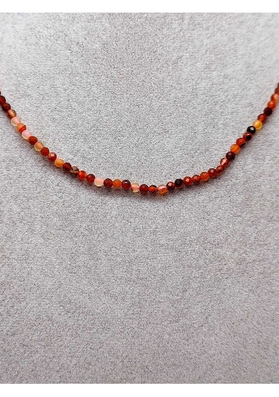 Akik Taşı 2.5mm Kolye (Sabit Klipsli) Altın