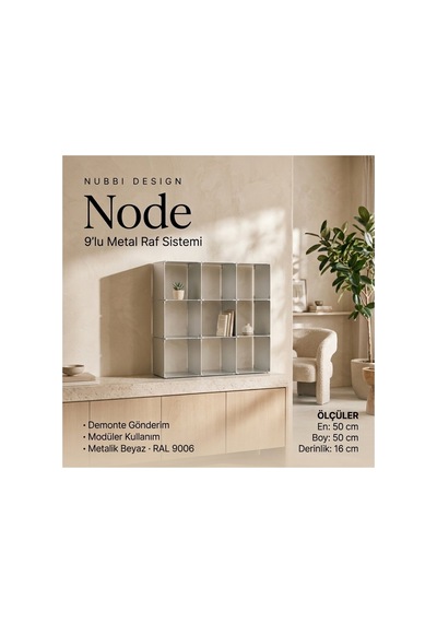 Node 9'lu Modüler Metal Açık Raf Ünitesi Çok Amaçlı Küp Kitaplık 50x50 Cm Gümüş - 944249484 Gümüş Node 9'lu Modüler Metal Açık Raf Ünitesi Çok Amaçlı Küp Kitaplık 50x50 Cm Gümüş - 944249484 Gümüş
