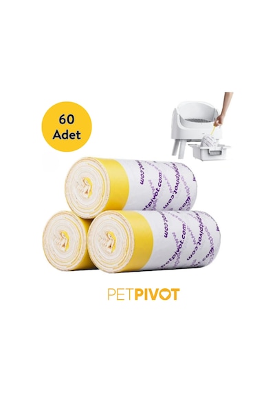 Petpivot Otomatik Kedi Tuvaleti Yedek Poşeti 3’lü Paket 60 Adet