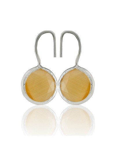 Kadir Jewellery Gümüş Kaplama Kadın Taşlı Küpe -el İşçiliği Ve Hipoalerjenik Küpe Sarı