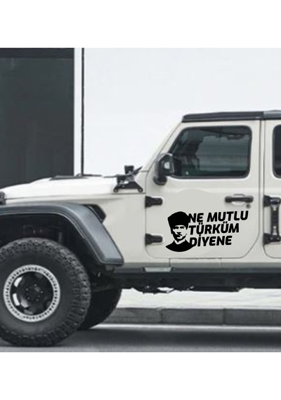 Ne Mutlu Türküm Diyene Sticker - Atatürk Türk Sticker - Araba Oto Motosiklet Karavan Sticker - 02505 12X6 Cm
