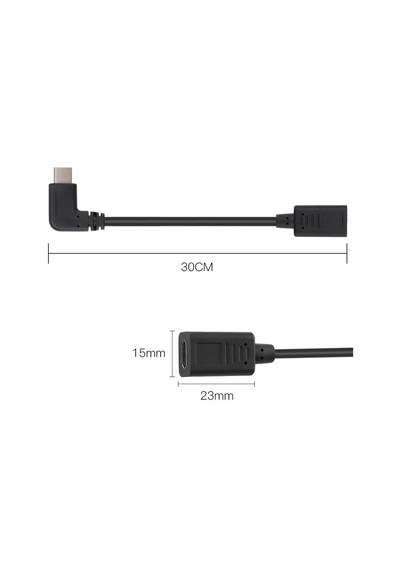 Dji Osmo Pocket Type-c To Micro Usb Uzatma Kablosu Siyah
