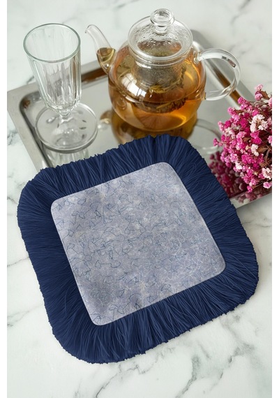 Lüks Geometrik Sanat Saçaklı Kahve Yanı Sunumluk Peçete - Modern Minimal Mavi Bardak Altlığı Mendil Grili Buz Mavisi Lüks Geometrik Sanat Saçaklı Kahve Yanı Sunumluk Peçete - Modern Minimal Mavi Bardak Altlığı Mendil Grili Buz Mavisi