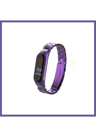 Bezos Mi Band 4 Metal Baklalı Kordon - Mor Nıda