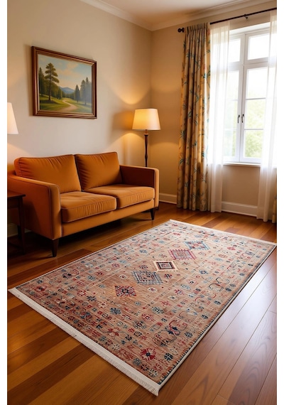 Blghome Dokuma Tabanlı Dijital Baskı Halı Blg3805 Pudra