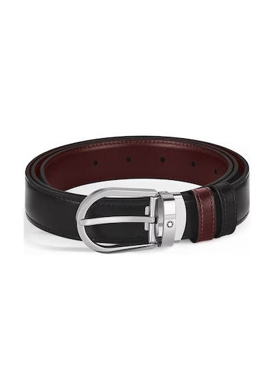 Montblanc At Nalı Tokalı Siyah - Bordo 30 Mm Çift Taraflı Deri Ke
