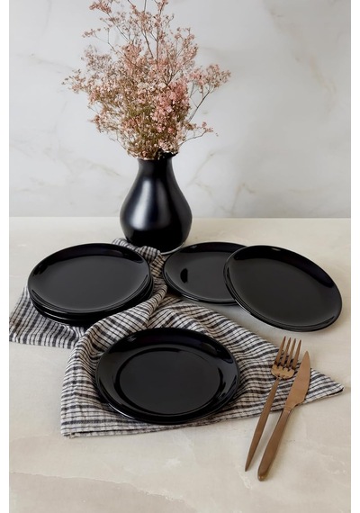 Siyah Delta Pasta Tabağı 17 Cm 6 Adet 650 Çok Renkli