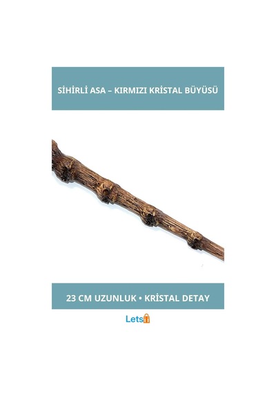 Polyester Sihirli Asa Kırmızı Kristal Detaylı 23 Cm 1 Adet