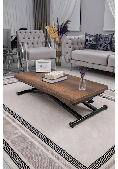Home Üst Tabla Mdf Barok Ceviz Oval Köşe Alt Ayak Siyah